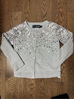Mini Boden Light Gray Sequin-Embellished Cardigan